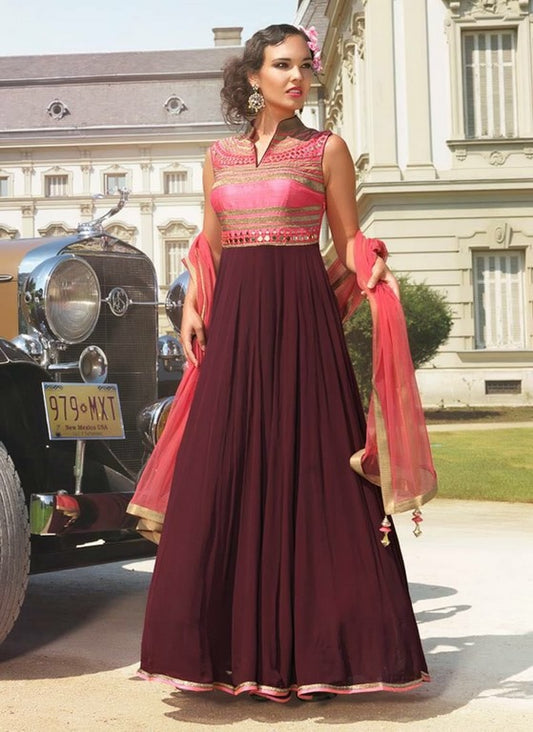 kg fashion beautiful trendy maroon and pink suit