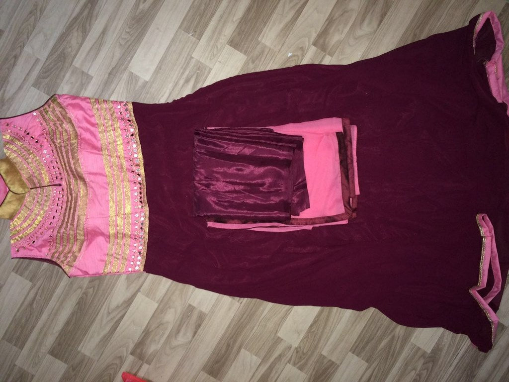 kg fashion beautiful trendy maroon and pink suit