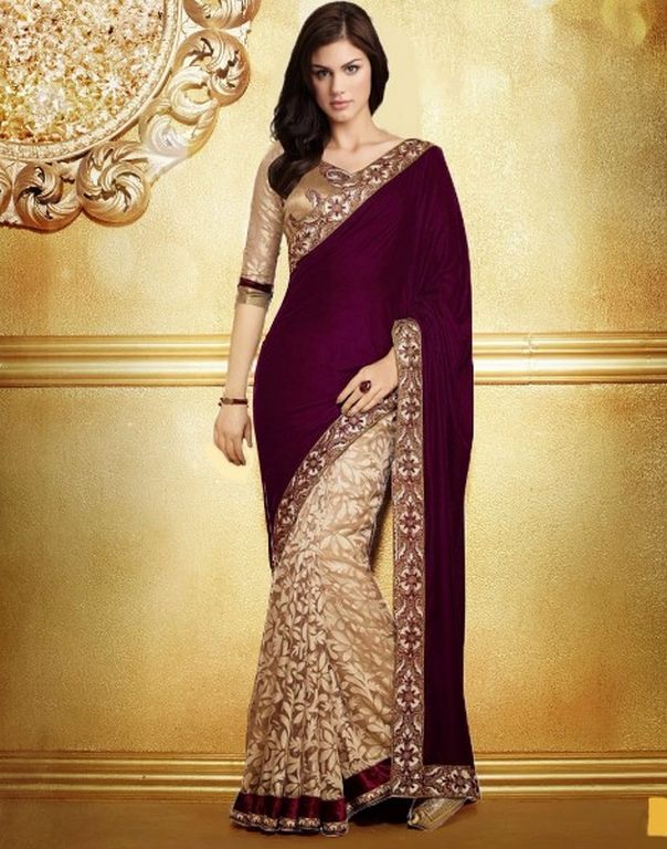 KG fashion designer heavy velvet brasso saree for wedding