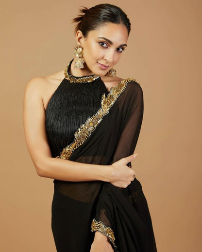 Kiara advani black party wear saree