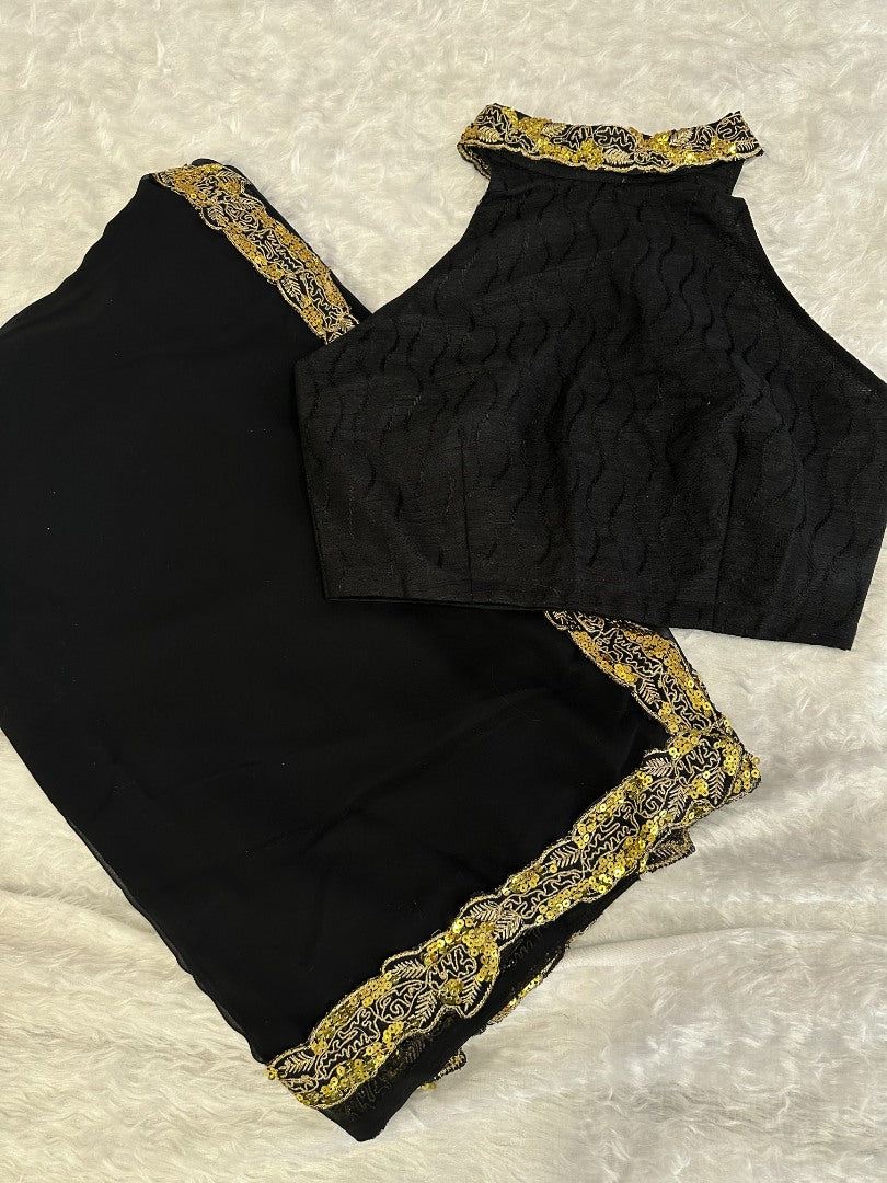 Kiara advani black party wear saree