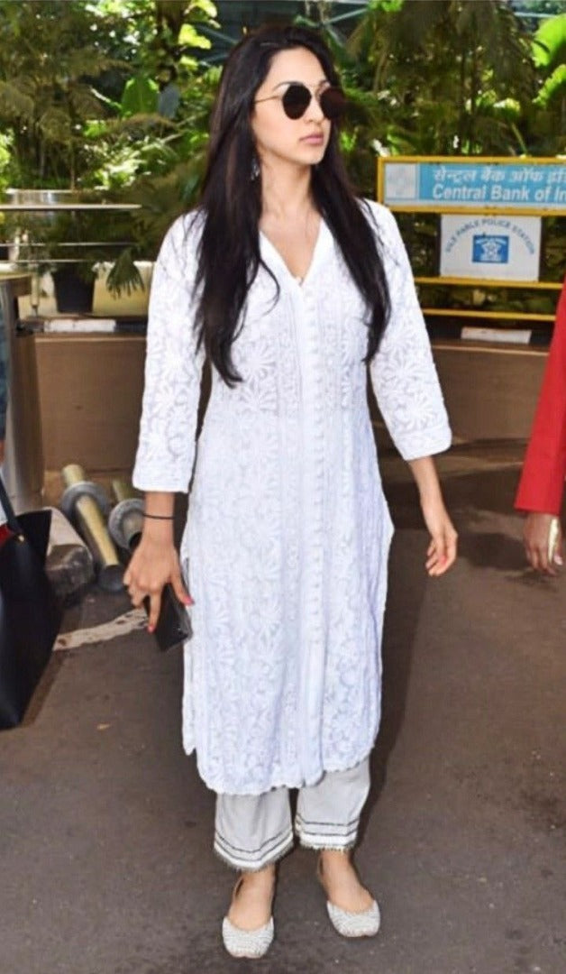 Kiara advani white georgette designer bollywood kurti