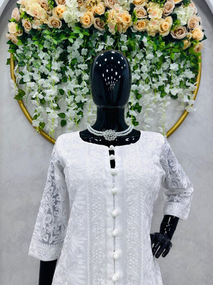 Kiara advani white georgette designer bollywood kurti