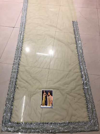 kriti sanon pista green thread and sequence work saree with designer blouse