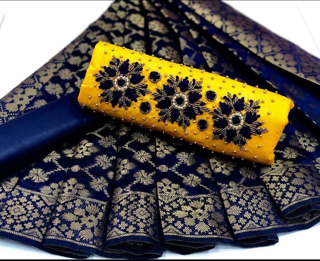 Light orange cotton handwork unstitched salwar suit