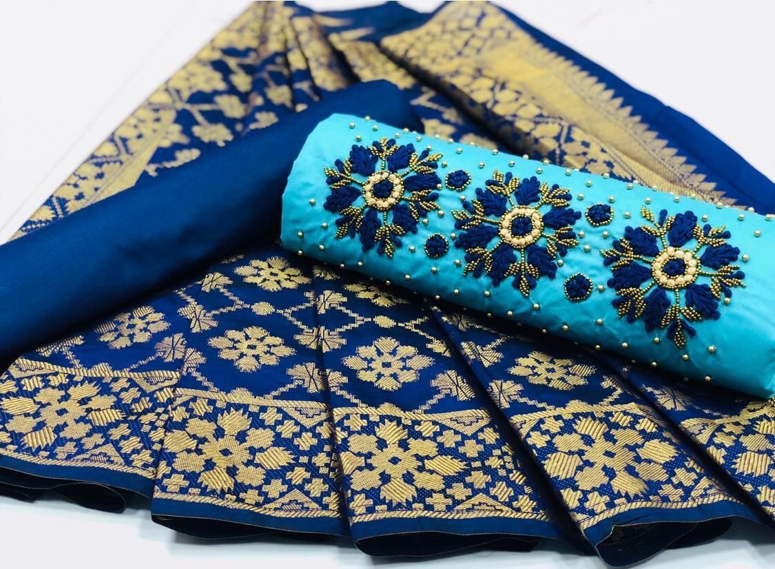 Light orange cotton handwork unstitched salwar suit