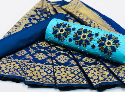 Light orange cotton handwork unstitched salwar suit