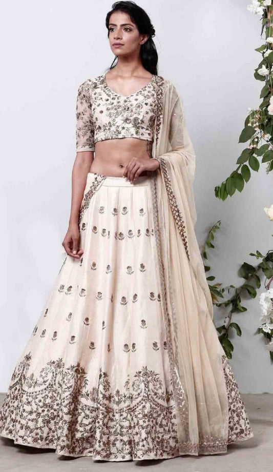 Light peach embroidered wedding lehenga