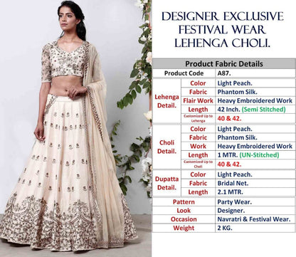 Light peach embroidered wedding lehenga