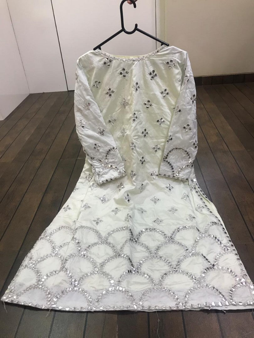 Light pista green designer plazzo suit