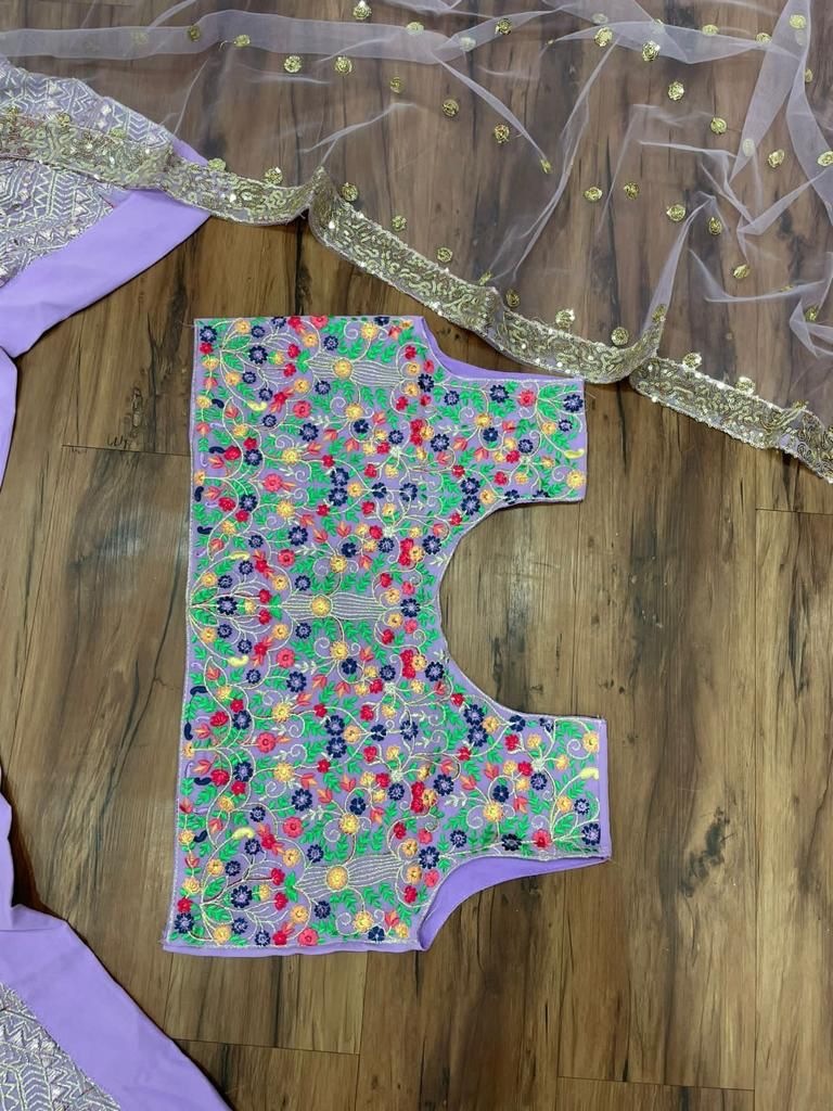 Light purple georgette heavy embroidered bridesmaid lehenga choli