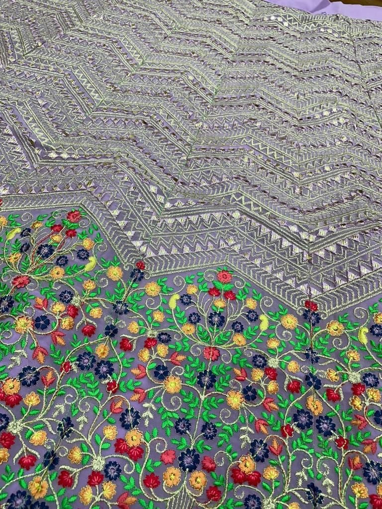 Light purple georgette heavy embroidered bridesmaid lehenga choli