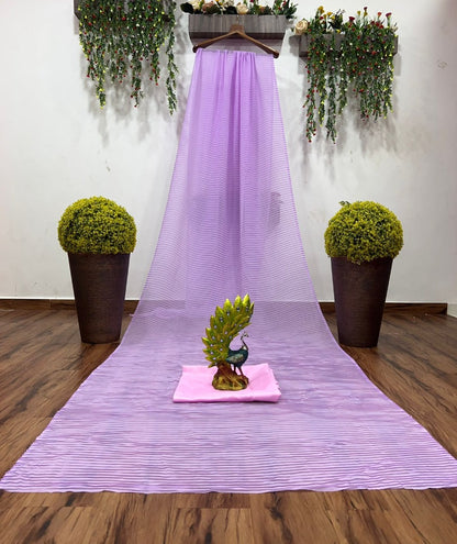 Light purple georgette pleated saree