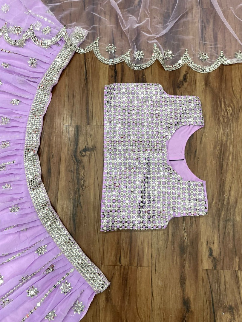 Light purple georgette sequence embroidered lehenga choli