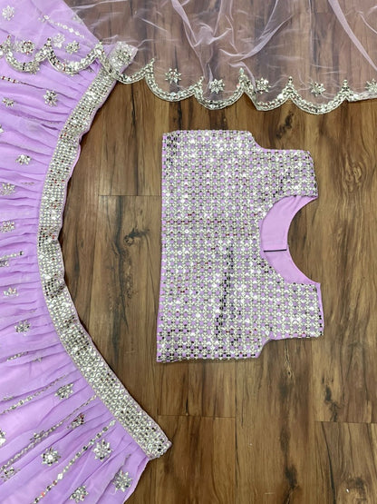 Light purple georgette sequence embroidered lehenga choli