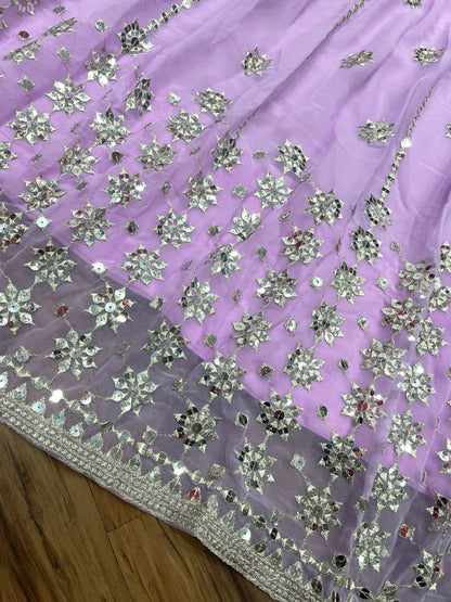Light purple georgette sequence embroidered lehenga choli