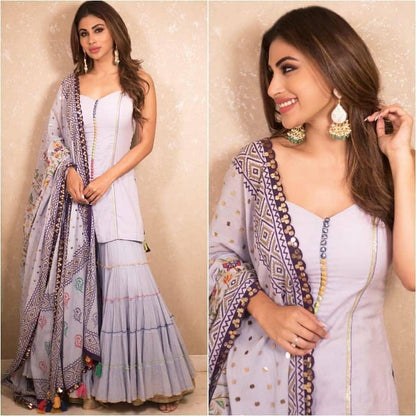 Light purple georgette sharara salwar suit