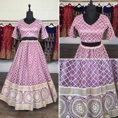 Light purple net heavy lucknowi work wedding lehenga choli