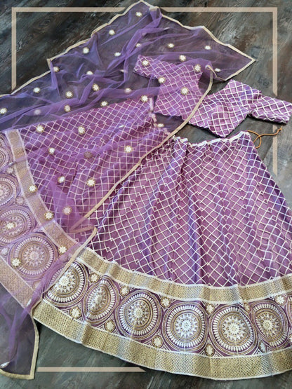 Light purple net heavy lucknowi work wedding lehenga choli