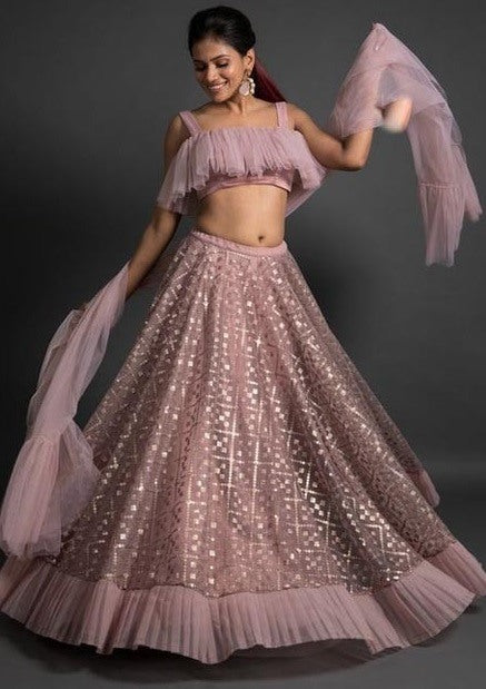 Light purple sequence work lehenga choli for ceremony