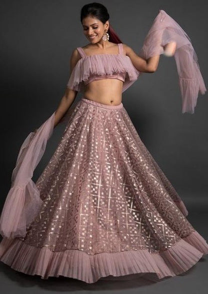 Light purple sequence work lehenga choli for ceremony