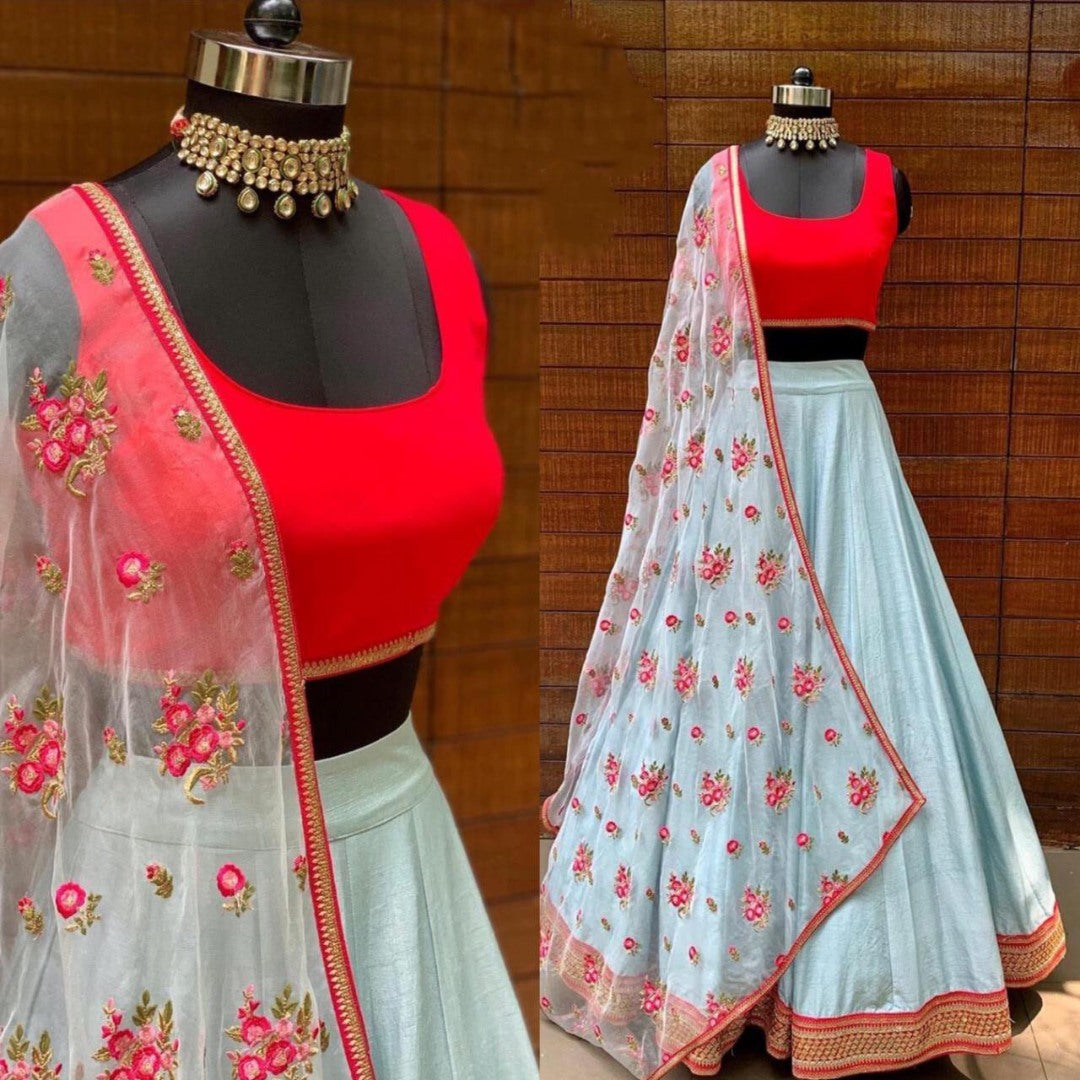 Light Sea green fabulous lehenga choli with heavy dupatta