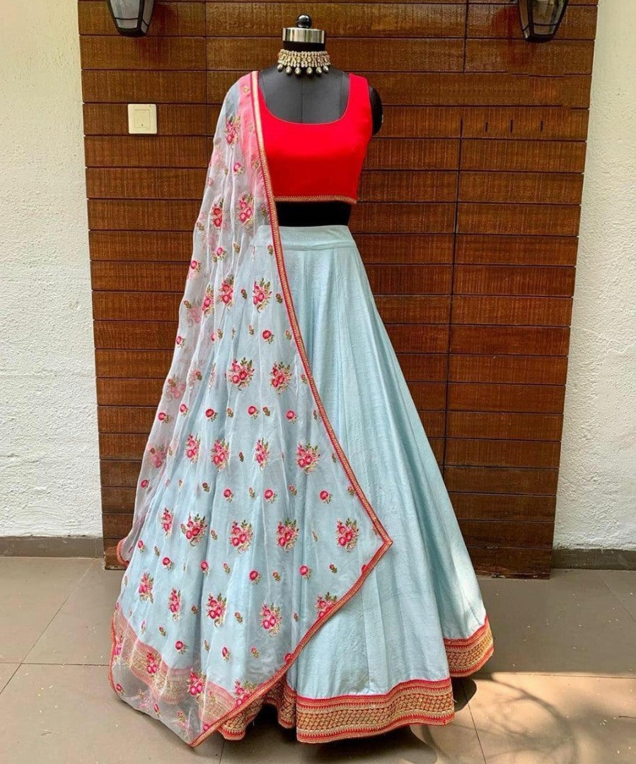 Light Sea green fabulous lehenga choli with heavy dupatta