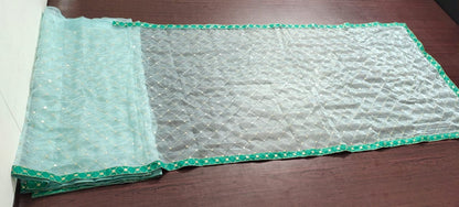 Light sea green sequence embroidery designer organza saree