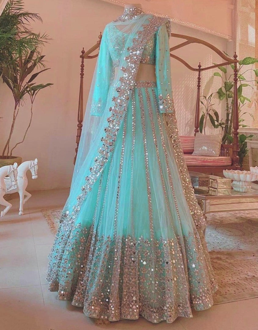 Light sea green wedding lehenga choli