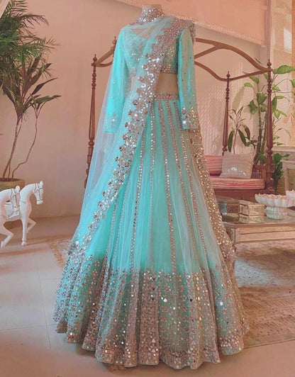 Light sea green wedding lehenga choli