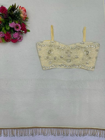 Light yellow georgette janhvi kapoor bollywood saree