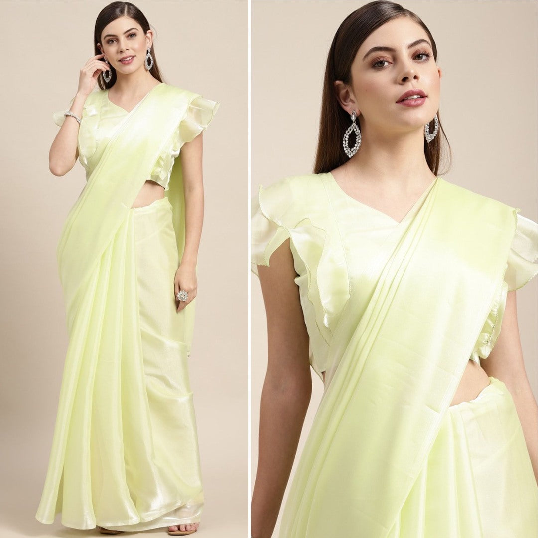 Light yellow jimi silk party wear saree