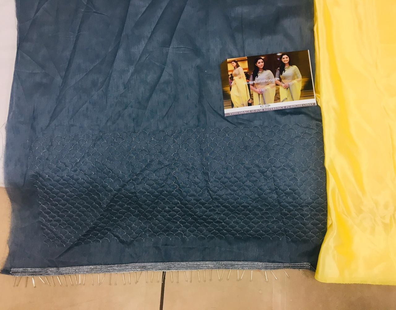 light yellow organza tissue net bollywood style saree