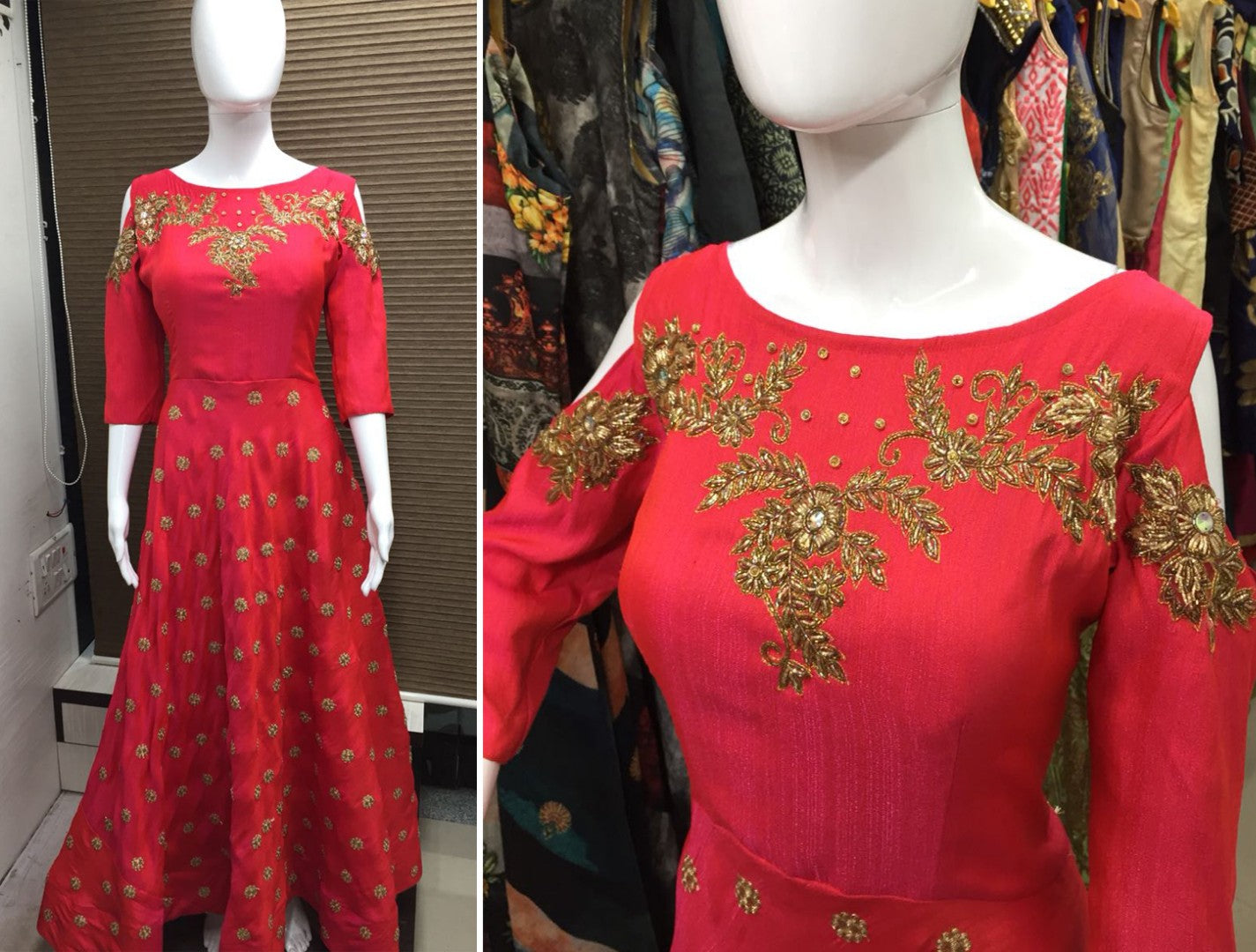 lotus pink bridal silk handworked wedding gown