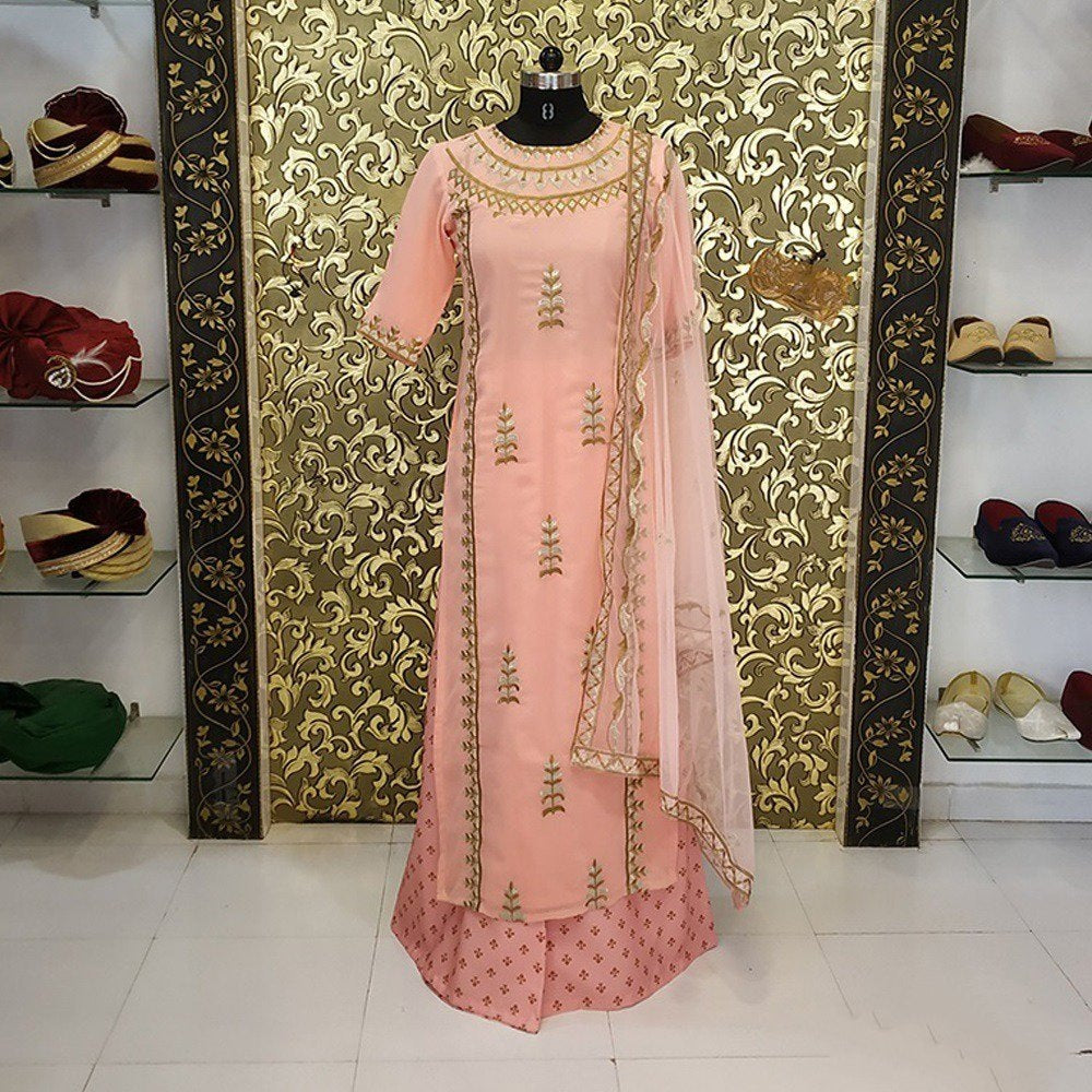 Madhuri dixit peach georgette designer plazzo salwar suit