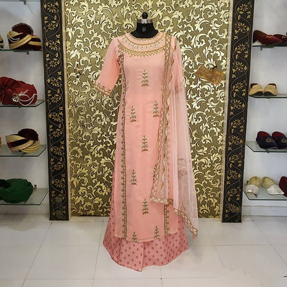 Madhuri dixit peach georgette designer plazzo salwar suit