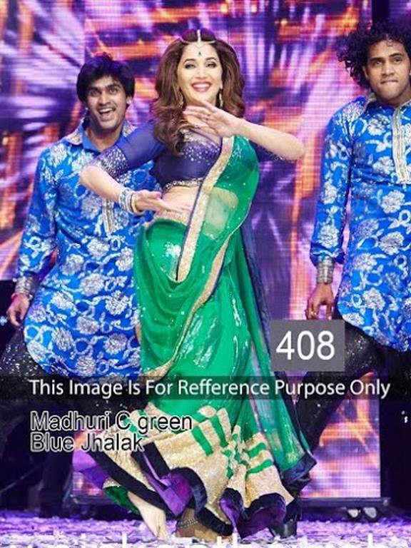 madhuri green blue jhalak saree