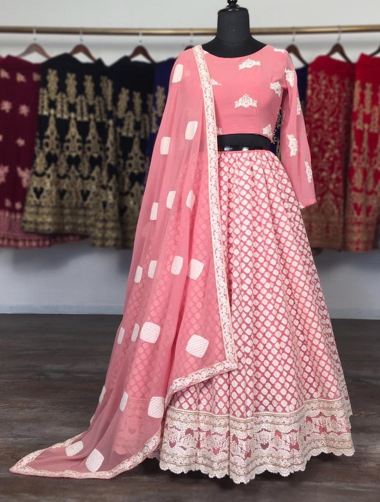 Magento fox georgette lucknowi work lehenga choli