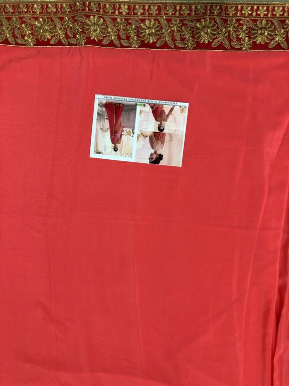 Magento pink embroidered wedding saree with heavy blouse