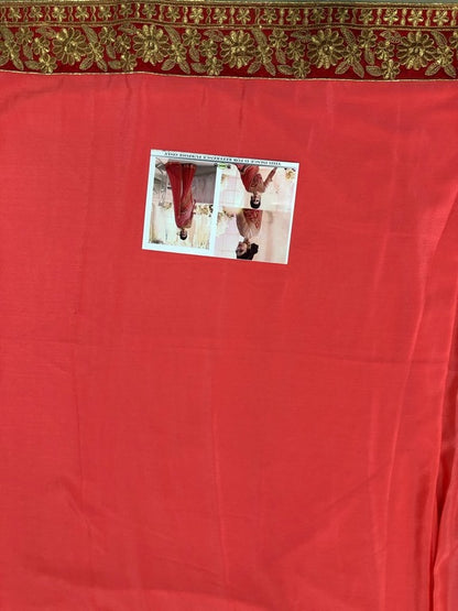 Magento pink embroidered wedding saree with heavy blouse