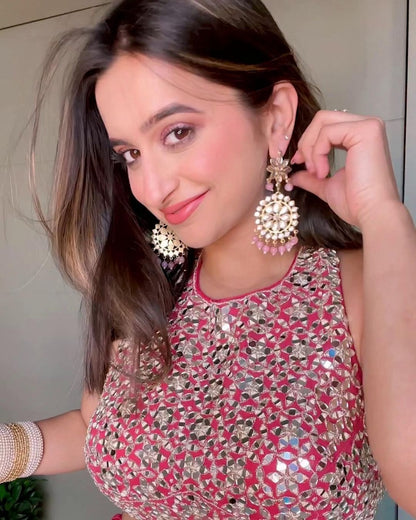 Magento pink georgette sequence embroidered lehenga choli