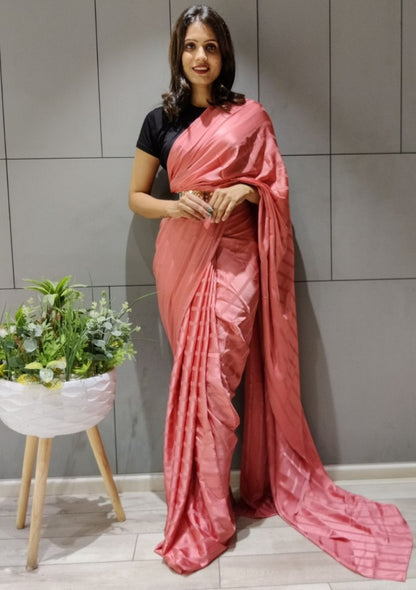 Magento red booming silk ready to wear saree