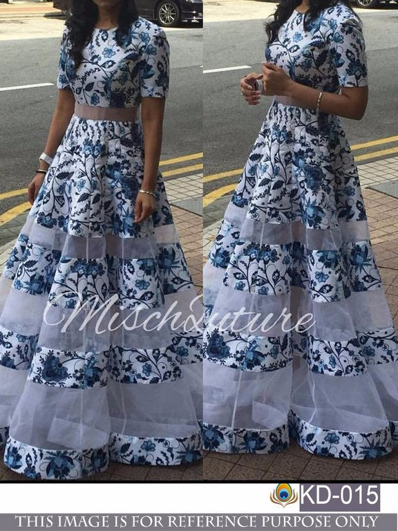 Mahaveer beauitufl white printed gown