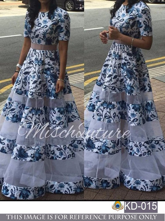 Mahaveer beauitufl white printed gown