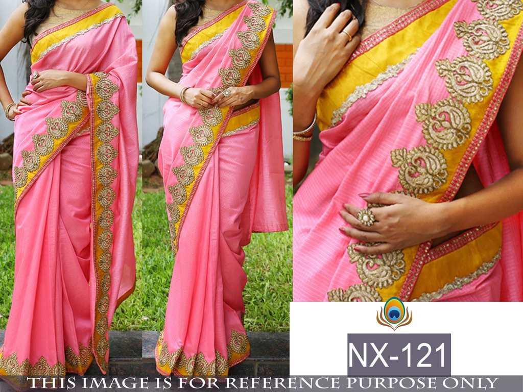 mahaveer Beautiful pink cotton saree