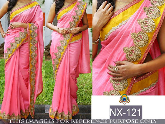 mahaveer Beautiful pink cotton saree