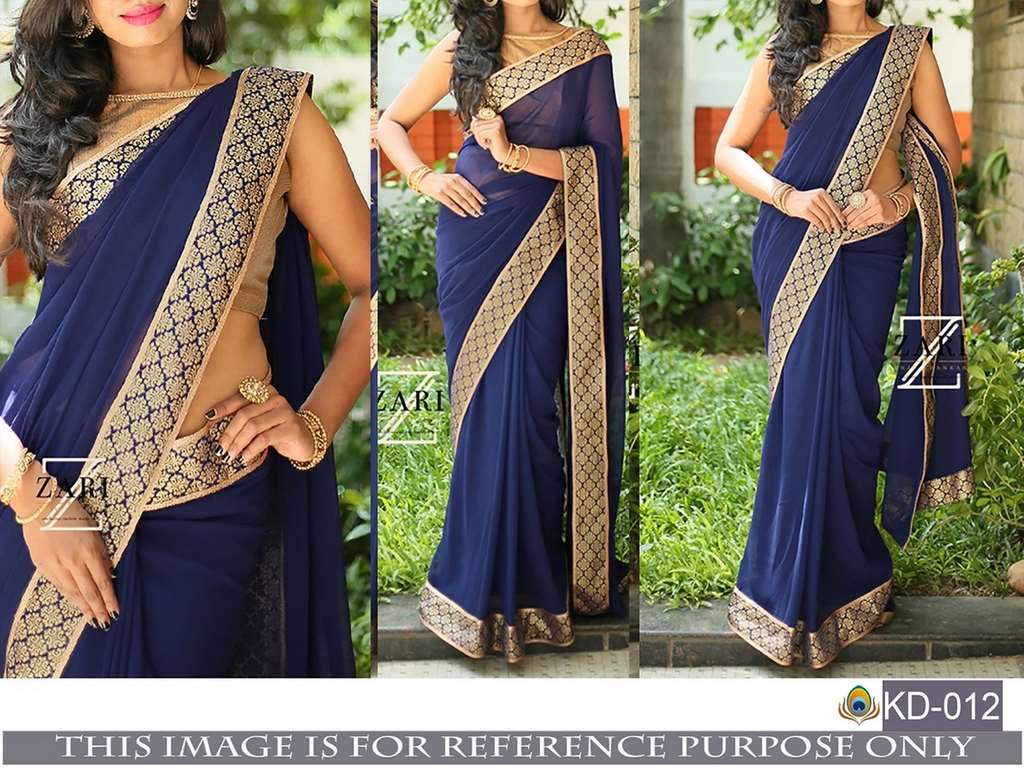 Mahaveer blue partywear saree