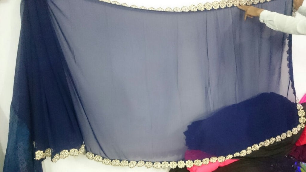 Mahaveer Designer embroidered blue saree
