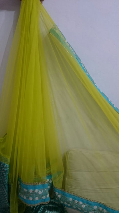 Mahaveer Designer embroidered green saree