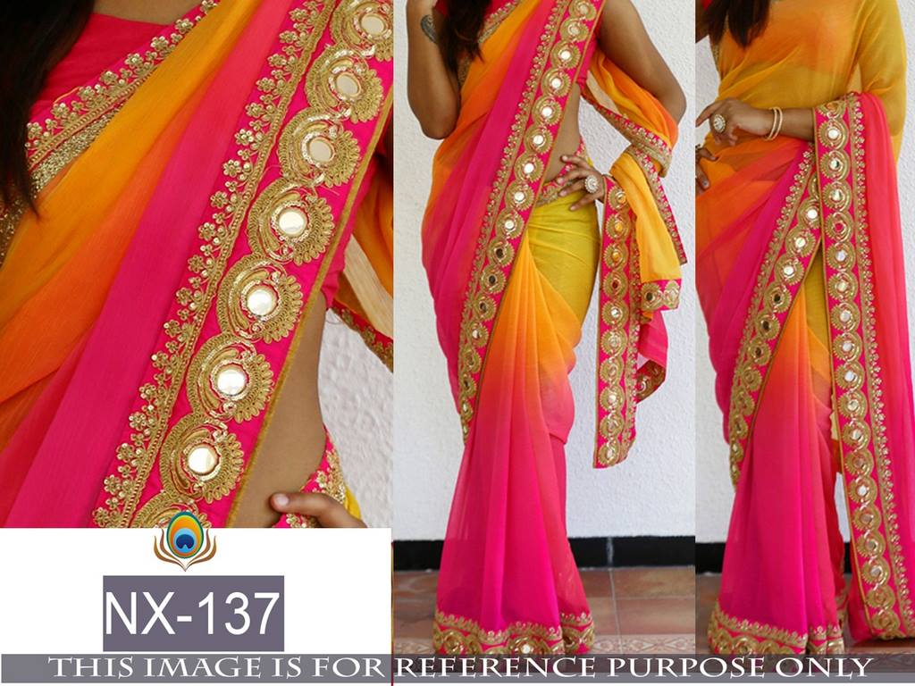 Mahaveer designer embroidered multicolor saree